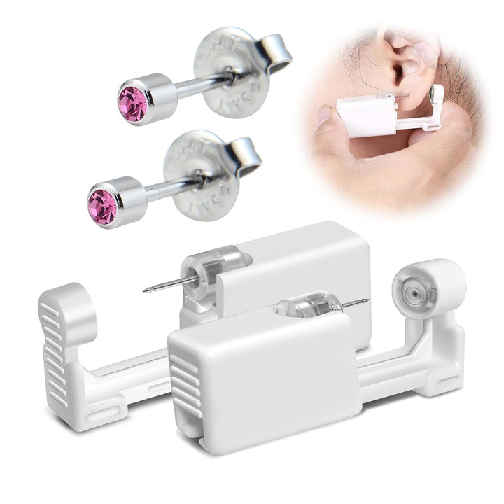 2 Pack Disposable Ear Piercer Safe Piercing Ear at Home Self Use Ear Piercing Gun Kit for Girl Women with Sterilized Ear Stud（205#）