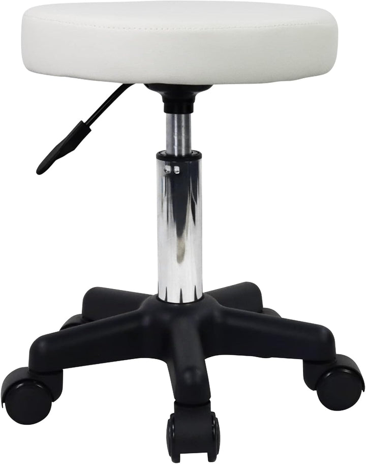 round Rolling Stool Height Adjustable Stool with Wheels for Spa Salon Massage Black