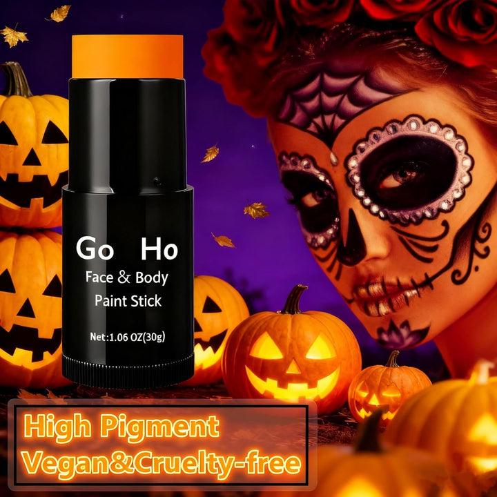 Cream-Blendable Orange Face Paint Stick (1.06 Oz),Full Orange Body Paint for Adults Children Halloween Cosplay SFX Makeup,Waterproof Orange Eye Black Stick