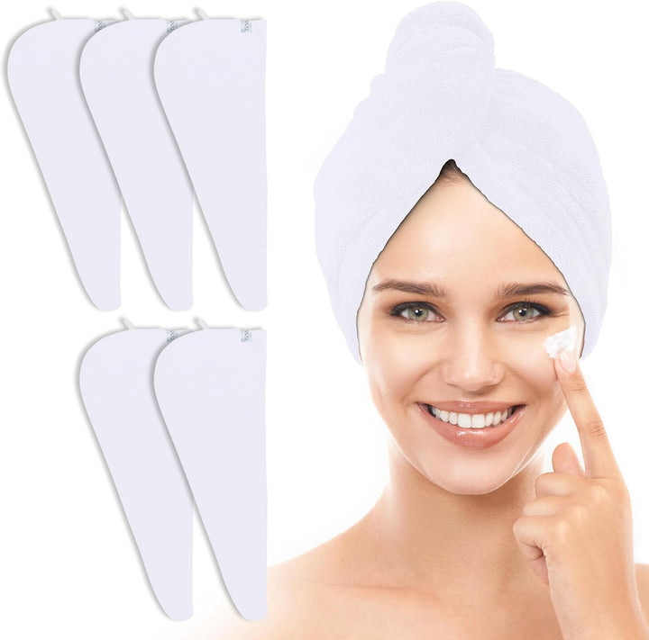 5 Pack Thicken Microfiber Hair Towel Wrap for Women - Elastic Loop Design - 320GSM Coral Velvet - Quick Dry Hair Turban - 11X28 Inch (Grey+Pink+Brown+Frozenblue+Frozenberry)