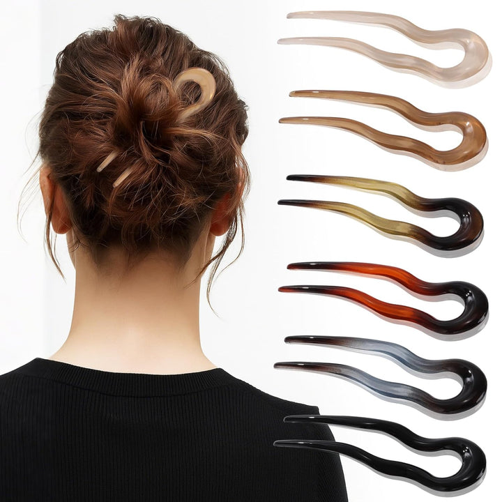 6PCS French Hair Pins for Women, Tortoise Shell French Pins Hair, Large Hair Styling Pins for Thin Thick Hair, 3 Internal Teeth Hair Sticks, Lialys Hair Pin for Buns, French Twist Pin Wavy U Shaped