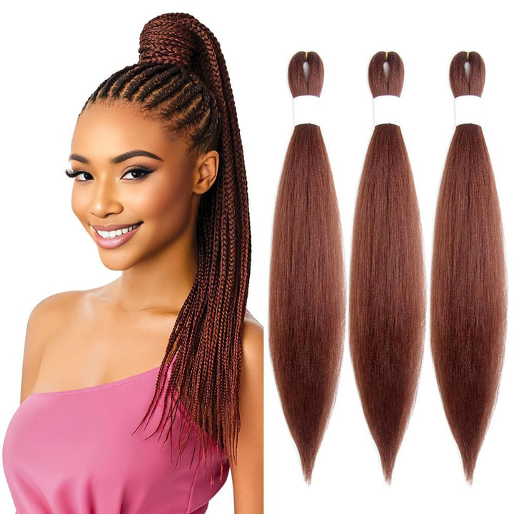 Purple Braiding Hair 20 Inch Pre Stretched Hair Long Straight Crochet Braids Yaki Texture Synthetic Fiber 4 Packs (Dark Purple)