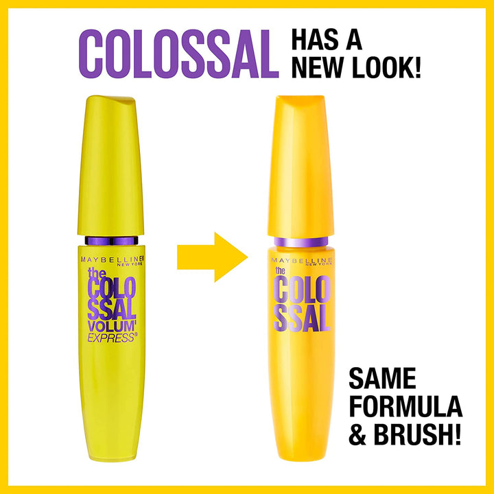 Volum' Express Colossal Washable Mascara Makeup, Volumizing, Glam Black, 1 Count