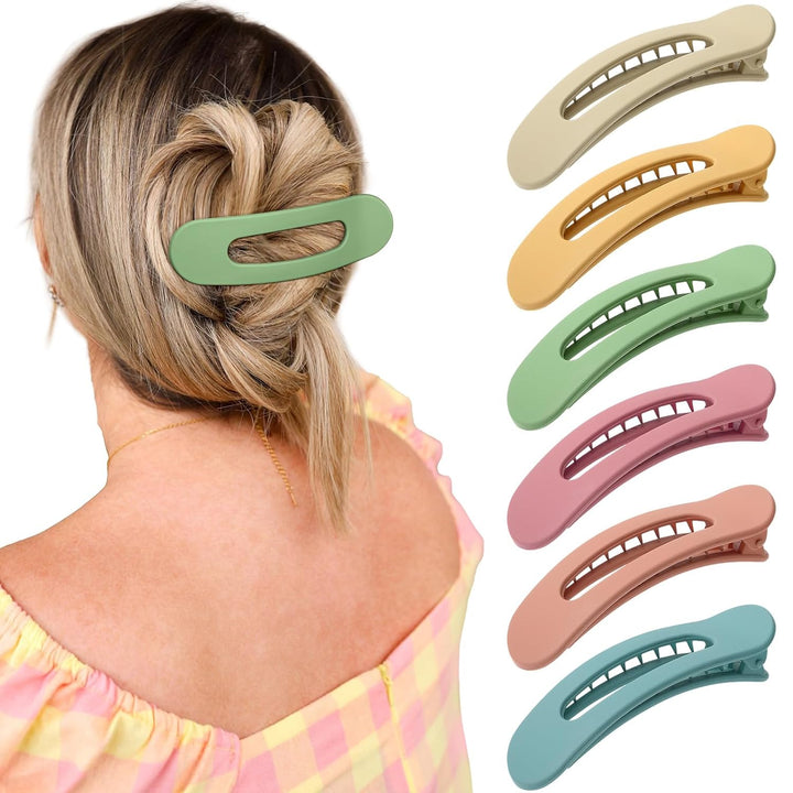 French Concord Hair Clips - 6Pcs Side Slide Volume Clips for Women Girls, Strong Hold No Slip Grip, Thick or Thin Hair (Matte Finish, L:4.6 IN, W:1.97IN)