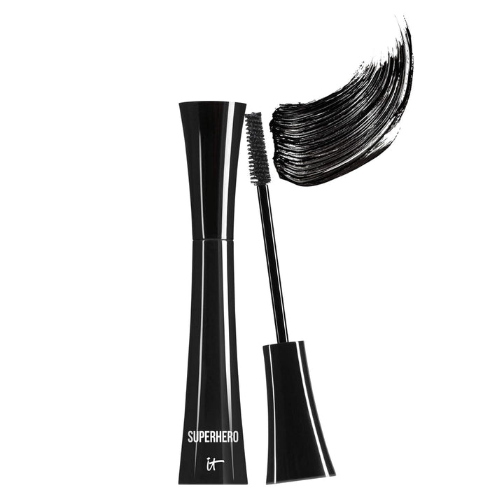 Superhero Mascara – Volumizing & Lengthening Black Mascara, Buildable Lash Volume, Collagen, Biotin, Peptides, Lifting & Curling Formula, Super Black Pigment, Suitable for Sensitive Eyes