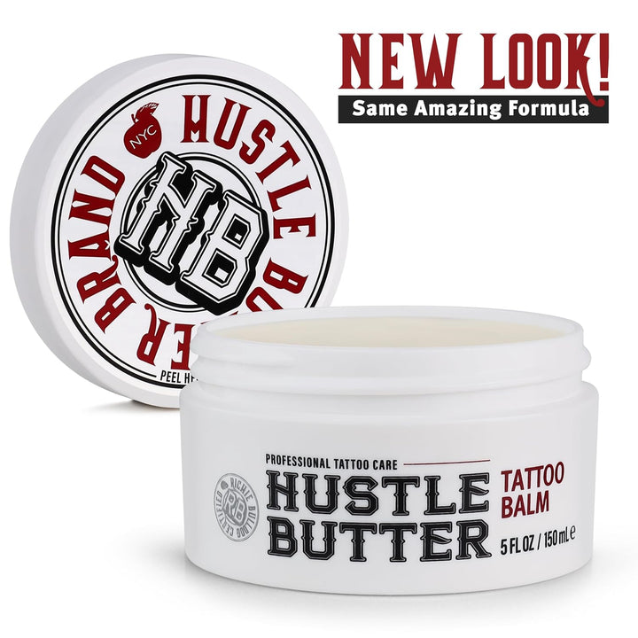 Hustle Butter Tattoo Aftercare 5Oz Tattoo Balm, Heals + Protects New Tattoos and Rejuvenates Older Tattoos - 100% Vegan Cream No-Petroleum