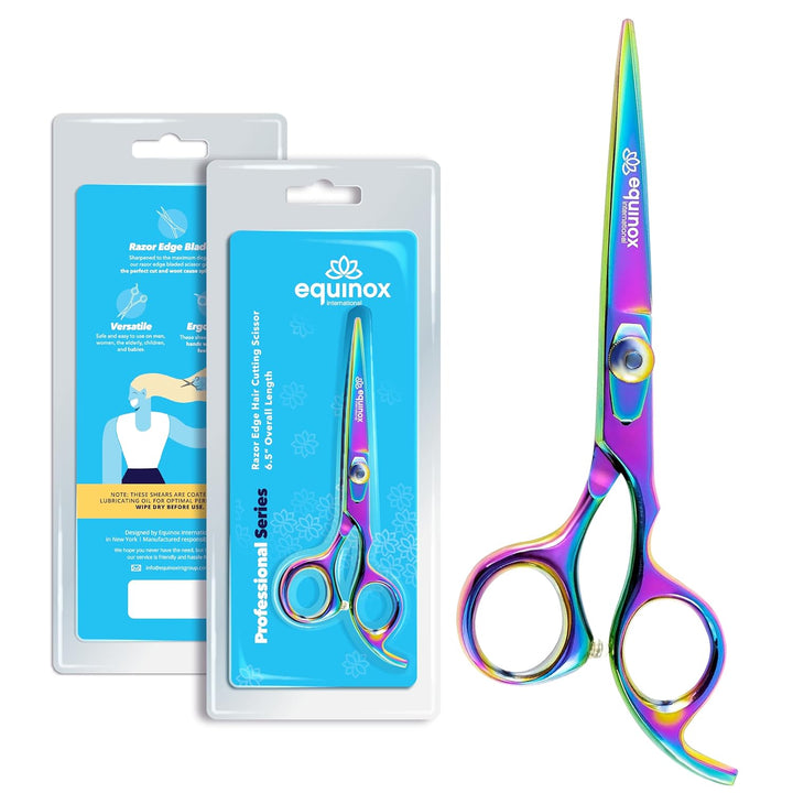 Equinox Professional Razor Edge Series Barber Hair Cutting Scissors - Japanese Stainless Steel Salon Scissors - 6.5” Overall Length - Fine Adjustment Tension Screw - Premium Shears for Hair Cutting