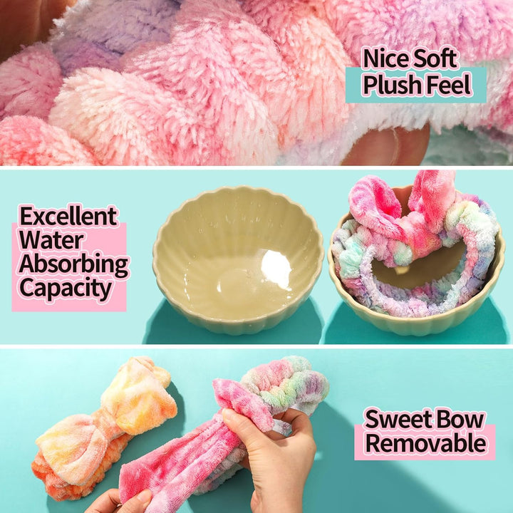 Spa Headband, Makeup and Skincare Headbands, Headband for Washing Face, Face Wash Skin Care Make up Headbands, with Hair Scrunchies, Christmas Gifts for Teens, for Women, Girls