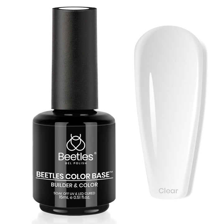 Beetles Color Base Gel Nail Polish, 1Pcs 15Ml Rubber Base Builder Neutral Nude Gel Base Coat Warm Jade Nail Polish, Base Coat Nail Strengthener Soak off UV LED Light Needed