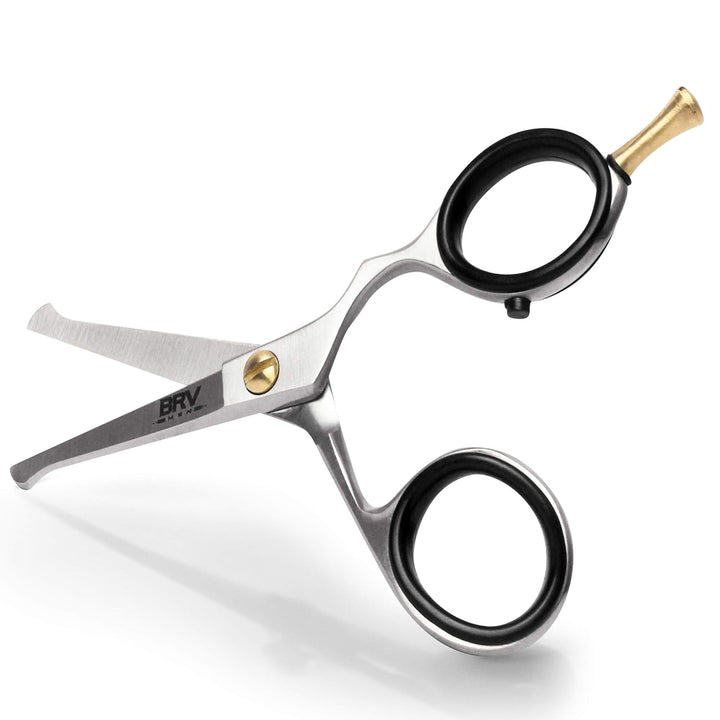 Rounded-Tip Small Trim Scissors for Men 4.2" | High Carbon Stainless Steel | Nose Hair for Men | Professional Grooming Scissors for Beard, Mustache & Ear Hair - RIGHT HANDED (Black)