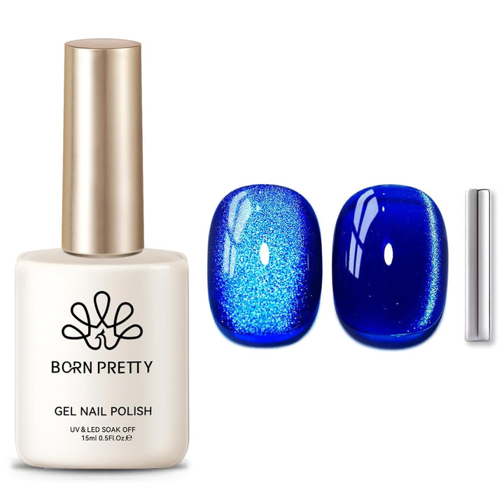 9D Cat Magnetic Eye Gel Nail Polish Holographic Rainbow Gel Polish Blue Purple Soak off U V LED Gel Polish Nail Art Design Manicure Salon DIY Home 15ML