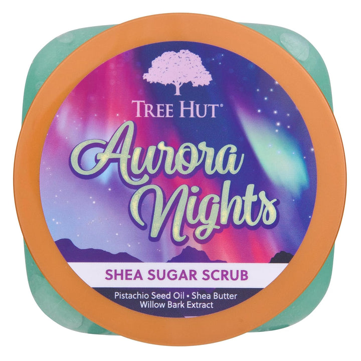 Aurora Nights Shea Sugar Scrub, Exfoliating, Hydrating & Moisturizing Body Scrub with Shea Butter & Nourishing Essential Oils, Smooth & Soften Skin, 18 Oz