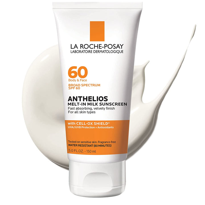 Anthelios Melt-In Milk Sunscreen SPF 60, Sunscreen for Body & Face, Broad Spectrum SPF + Antioxidants, Oil Free, Lightweight & Fast Absorbing, Oxybenzone Free