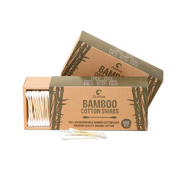 Bamboo Cotton Swabs 500 Count | Biodegradable & Organic Cotton Buds | Double Tipped Sticks | 100% Eco-Friendly & Natural | Perfect for Makeup & Nail Applications, Arts & Crafts, Removing Dust & Dirt…
