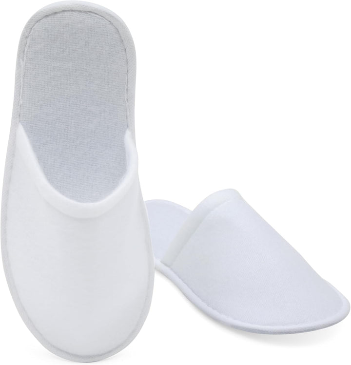 Disposable Slippers for Guests - Men'S US 10/Women'S US 11 Medium - White Closed-Toe Cotton EVA Slip-Resistant Sole - Individually Wrapped Spa & Hotel House Slippers Bulk 24 Pairs
