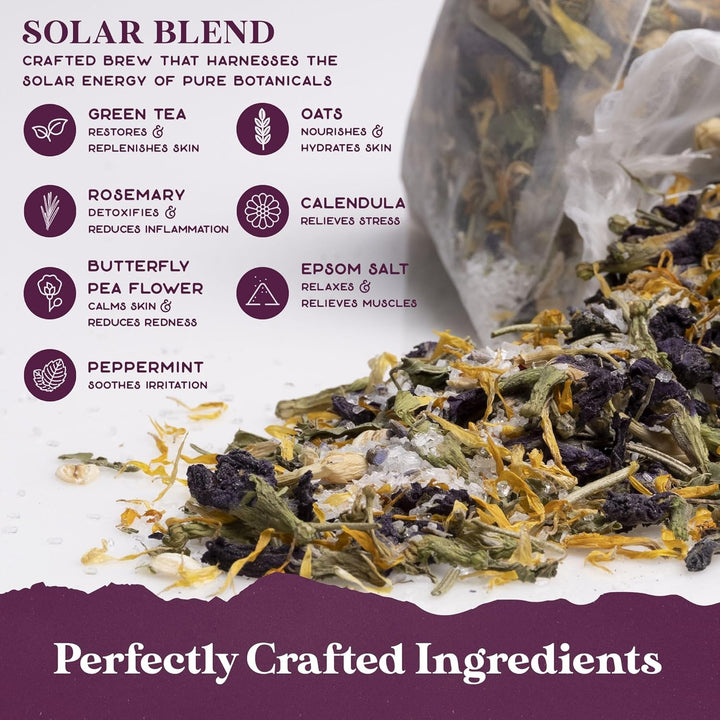 Solar Blend Bath Tea by  | 3 Reviving Bath Soaks with Eucalyptus, Peppermint, Calendula, and Dried Flowers | Self Care Gifts for Women