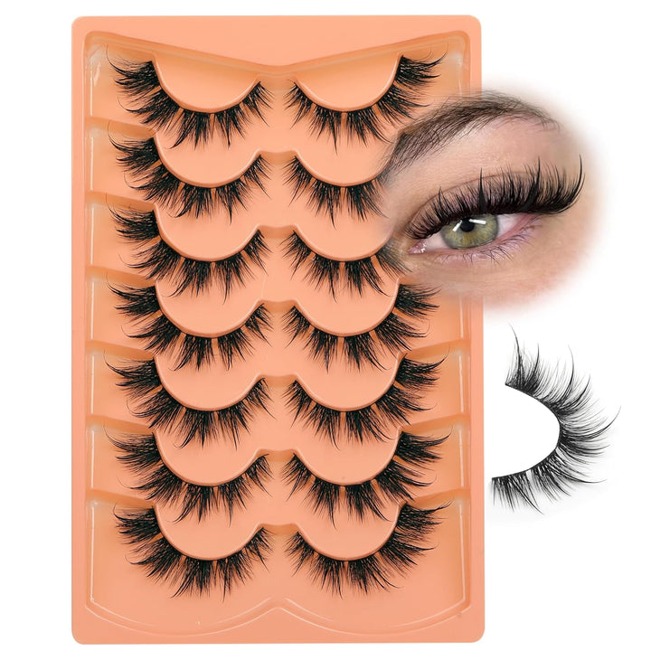 Mink Lashes Full Volume False Eyelashes 18Mm Dramatic Faux Mink Eyelashes Natural Look Cat Eye Volume Eye Lashes Multipack by