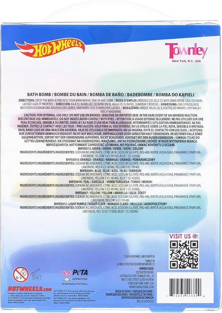 Hot Wheels 6 Piece Bath Bombs for Kids, Bubble Gum Scented, Bath Toys for Kids, Ages 3+, by