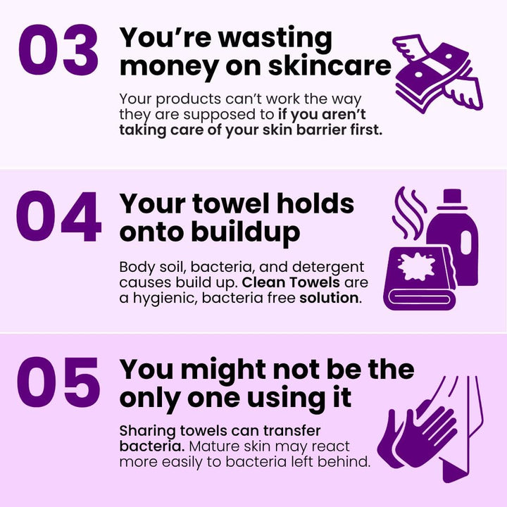 Healthy Aging Clean Towels® XL, Smooths Fine Lines Wrinkles & Texture in 6 Weeks, Treated for Extra Softness, Disposable Face Towels, anti Aging Makeup Remover Dry Wipe, 50 Count