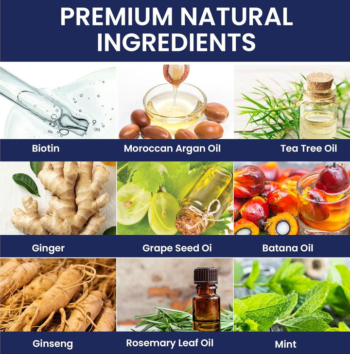 Biotion Hair Growth Shampoo for Men: Natural Thickening Shampoo with Tea Tree Oil Ginseng Mint for Hair Loss and Thinning Hair - 10.1 Fl.Oz, Dark Blue