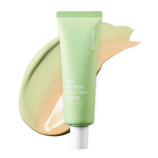 Cica Redness Solution Lite – Green Color Correcting CC Cream for Redness Relief W/Niacinamide & Centella Asiatica, Korean Tone up Cream, Tinted Moisturizer for Sensitive, Fair to Medium Skin