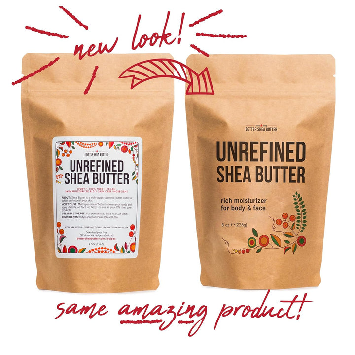 Raw Shea Butter - 100% Pure African Unrefined Shea Butter for Hair | Skin Moisturizer for Face and Body | Use for Soap Base, DIY Whipped Lotion, Lip Balm - 8 Oz Block