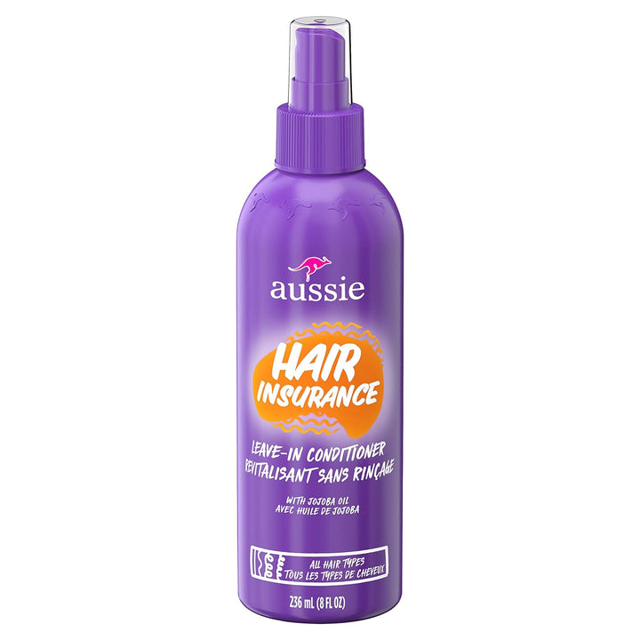 Hair Insurance Leave-In Conditioner Spray, Frizz Control, Softening with Jojoba & Sea Kelp, Moisturizing Treatment for All Hair Types, Juicy Citrus, 8 Fl Oz Each, Triple Pack