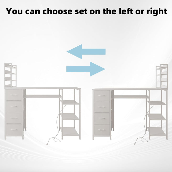 Manicure Table Nail Desk for Nail Tech with Drawers and Power Outlet,Nail Beauty Table with Storage and Open Shelves for Home,Workshop,Makeup Beauty Salon Workstation (White)