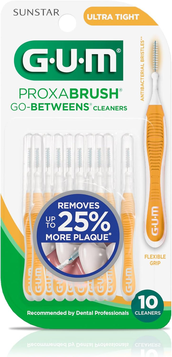 Proxabrush Go-Betweens - Ultra Tight - Interdental Brushes - Soft Bristled Dental Picks for Plaque Removal Health - Safe for Braces & Dental Devices, 10Ct (Pack of 6)