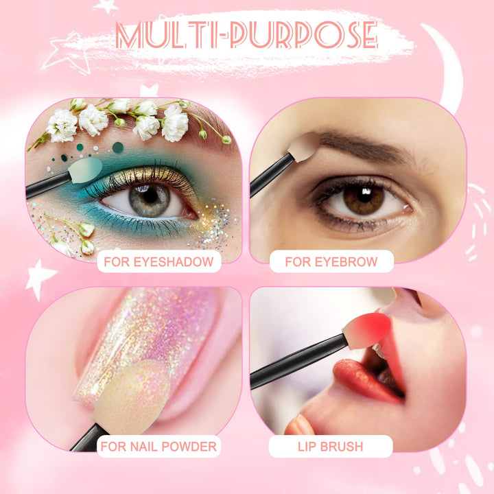 Eyeshadow Applicators Double Sided, 50PCS Eyeshadow Brush 2.4 Inch Makeup Applicator Sticks for Women Girls, Black