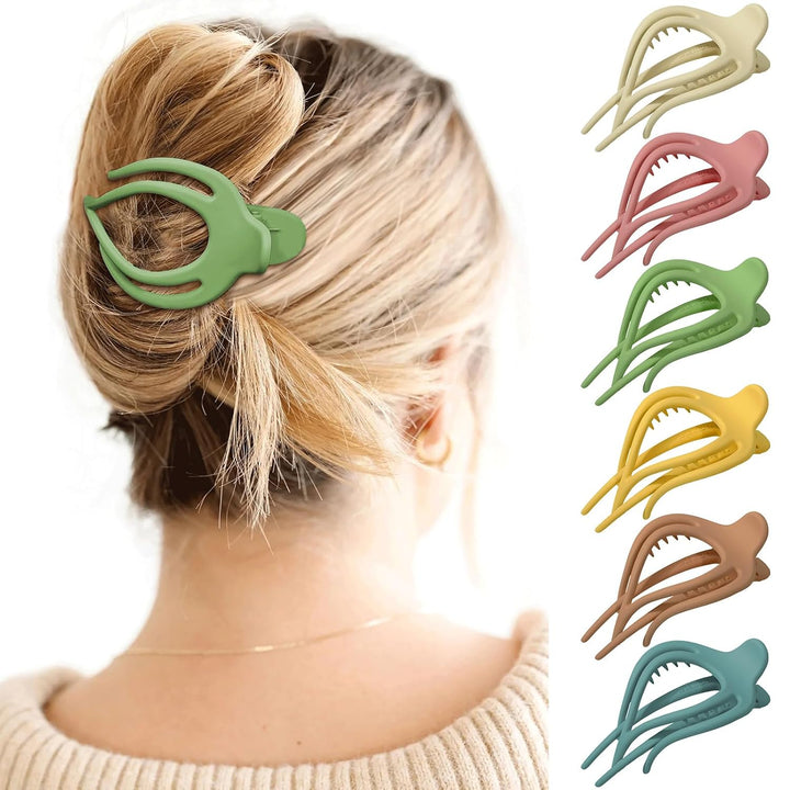 French Concord Hair Clips - 6Pcs Side Slide Volume Clips for Women Girls, Strong Hold No Slip Grip, Thick or Thin Hair (Matte Finish, L:4.6 IN, W:1.97IN)