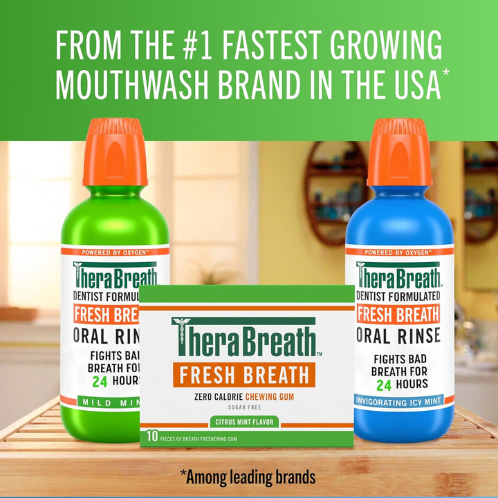 Fresh Breath Chewing Gum with ZINC, Citrus Mint Flavor, 10 Count (Pack of 6)