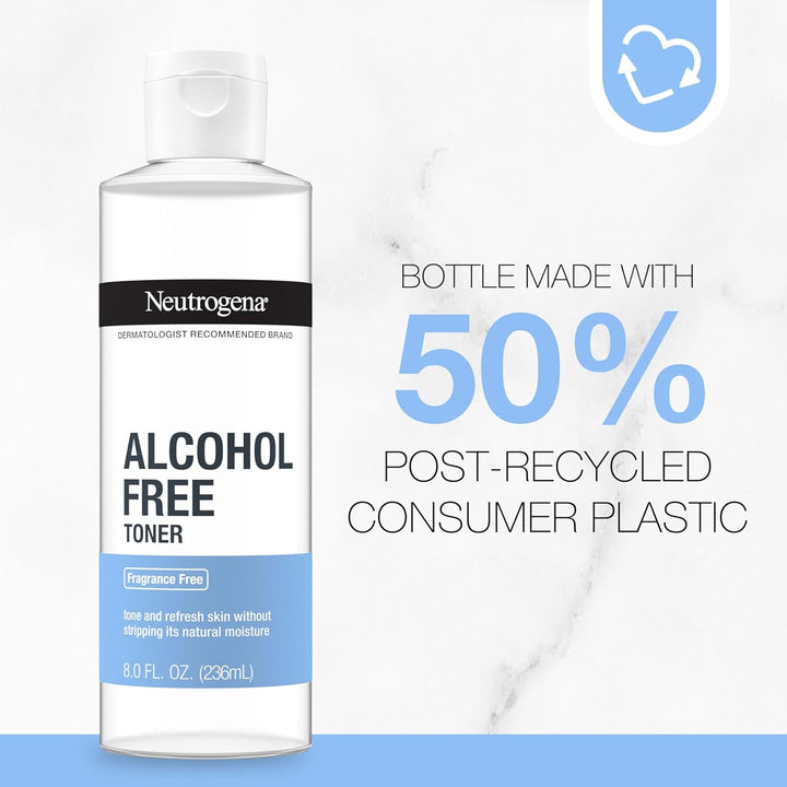 Alcohol-Free Gentle Daily Facial Toner, Fragrance-Free to Tone & Refresh Skin, Gently Removes Impurities & Reconditions Skin, Hypoallergenic, 8 Fl. Oz