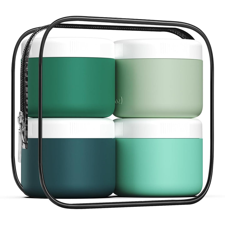 Travel Containers for Toiletries, Silicone Cream Jars Bpa-Free, Leak-Proof 2Oz Travel Size Containers, Portable Size Silicone Jars with Lid for Cosmetic Face Hand Body Cream (4 Pack)