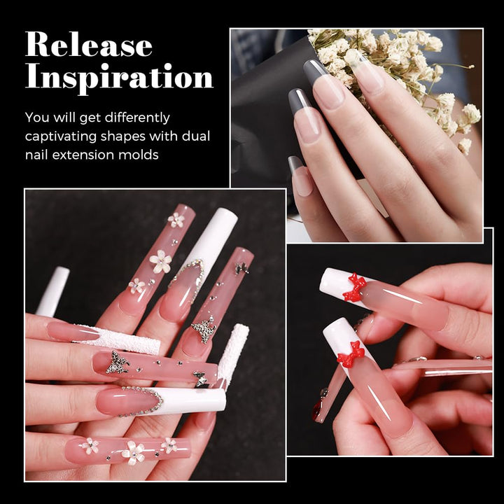 Nail Dual Forms for Poly Gel, 288PCS French Nail Forms, 8 Shapes, 12 Sizes Clear Poly Gel Nail Molds for DIY Nails Extension Kit for Salon-Quality Manicures at Home