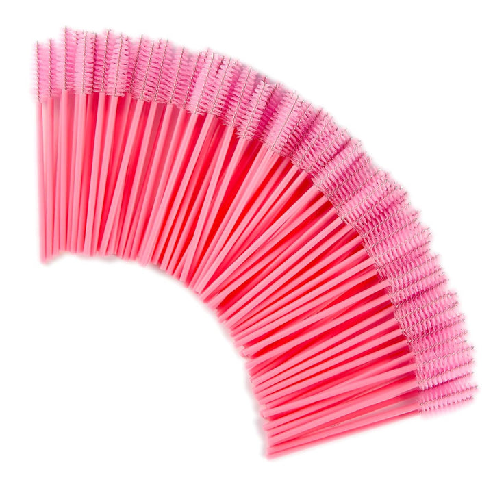 200 PCS Disposable Eyelash Brush Mascara Wands Spoolies for Eye Lash Extension, Eyebrow and Makeup (Black&Rose Red)