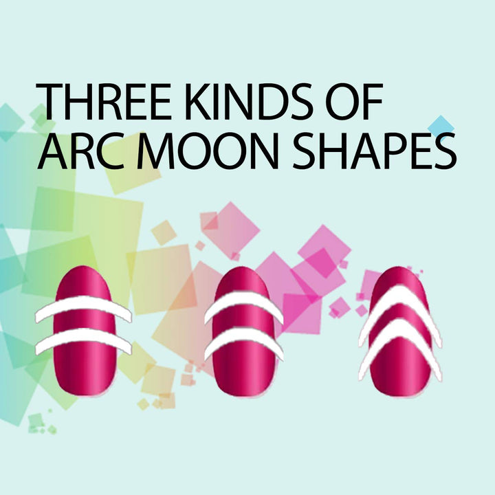 36 Sheets 1368 Pieces French Manicure Nail Art Stickers, 3 Designs Self-Adhesive Nail Tips Guides for DIY Decoration Stencil Tools (3 Moon Shape Design, 36 Sheets)