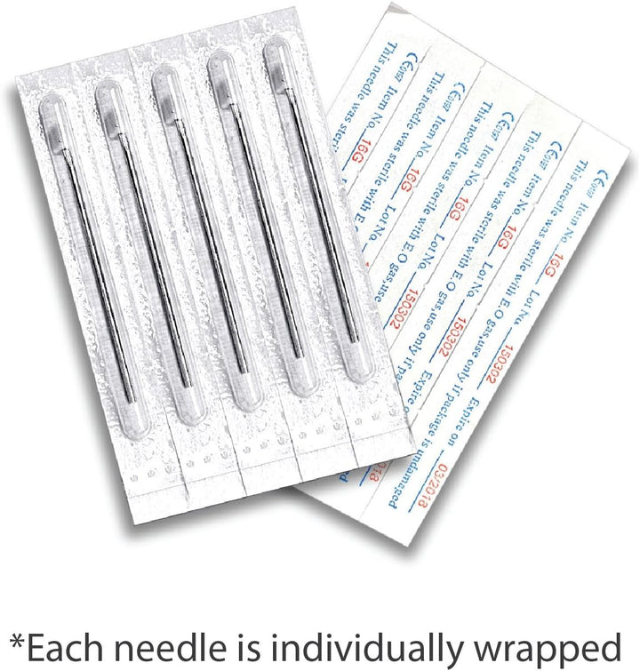 10PC Piercing Needles 18G - Sterile Disposable Sharp Surgical Stainless Steel - Nose Septum Ear Tragus Helix Labret Nipple Lip Navel