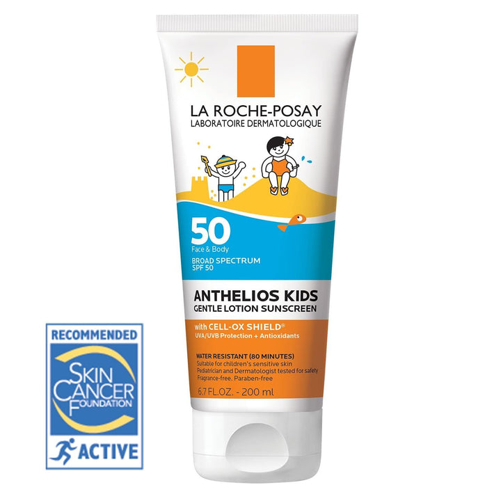 La Roche-Posay Anthelios Kids Gentle Lotion Sunscreen SPF 50, Broad Spectrum SPF + Antioxidants, Sunscreen for Kids, Octinoxate & Oxybenzone-Free, Pediatrician Tested, Non Comedogenic, Oil Free
