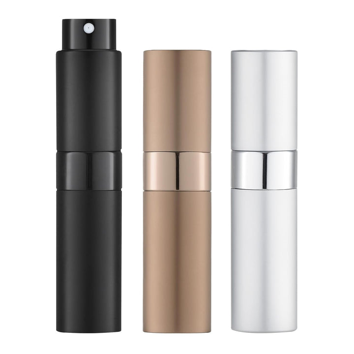 8ML Atomizer Perfume Spray Bottle for Travel (3 PCS) Empty Cologne Dispenser, Portable Sprayer (Black)