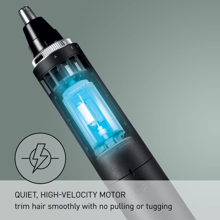 Ear and Nose Hair Trimmer for Men with Vacuum Cleaning System, Powerful Motor and Dual-Edge Blades for Smoother Cutting, Wet/Dry – ER-GN70-K (Black)