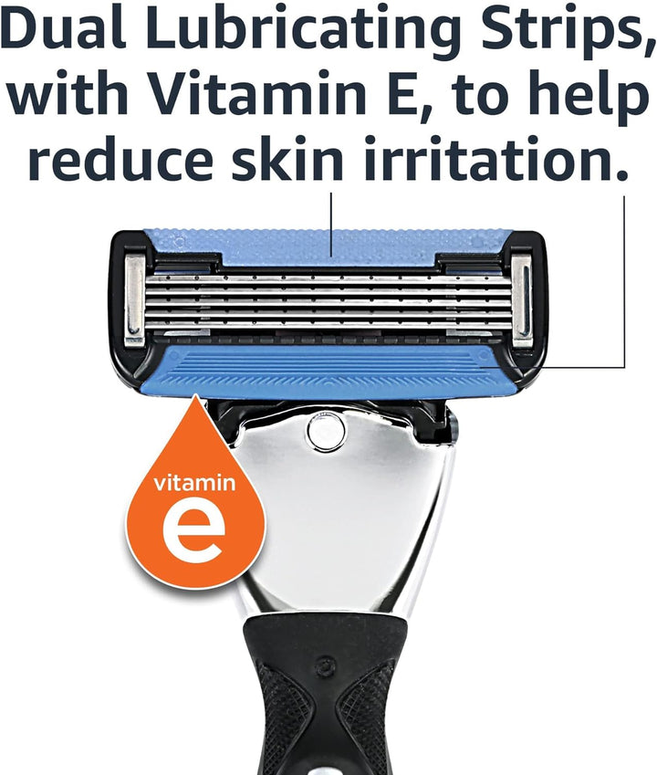 5-Blade Razor Refills for Men with Dual Lubrication, Precision Beard Trimmer, Comfortable Shave, 12-Pack (Fits  Razor Handles Only)