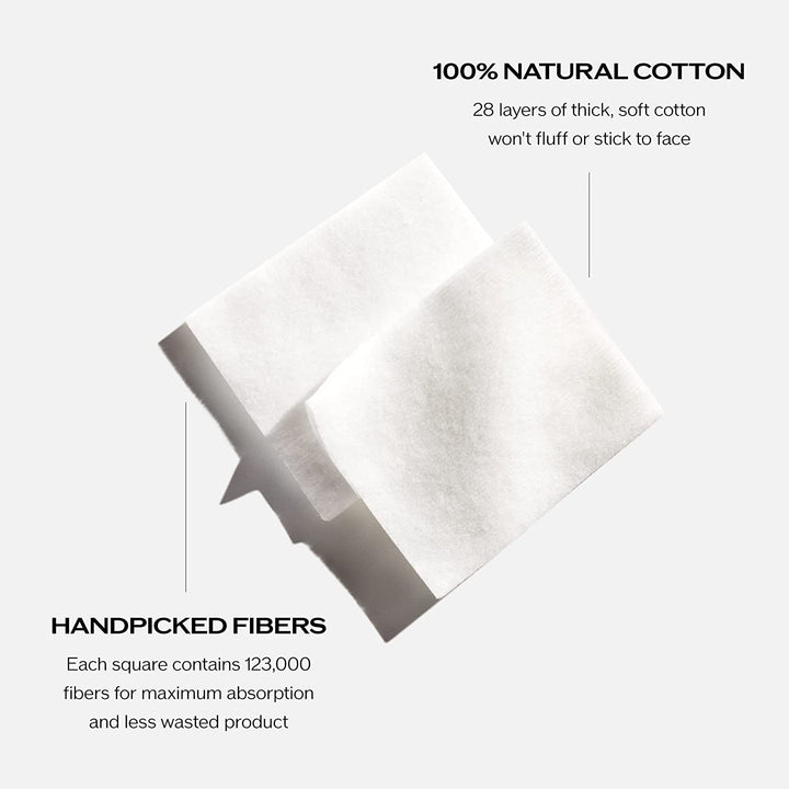 Facial Cotton Pads - Includes 165 Squares - for Softener Application & Makeup Removal - 100% Natural, Super Soft