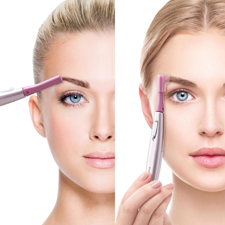 Women’S Facial Hair Remover and Eyebrow Trimmer with Pivoting Head, Includes 2 Gentle Blades for Brow and Face and 2 Eyebrow Trim Attachments, Battery-Operated – ES2113PC