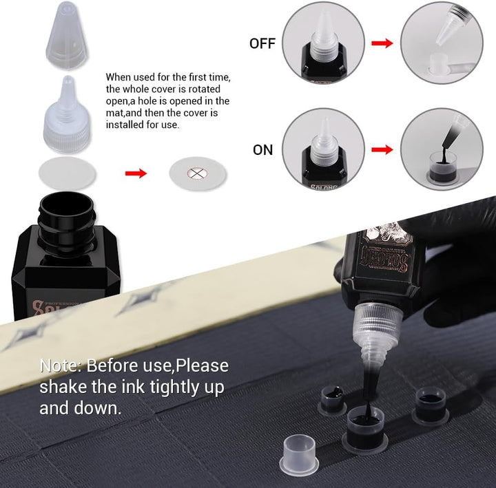 Tattoo Ink,Solong S Series 3.4Oz(100Ml) Professional Black Tattoo Ink for Outlining,Shading and Blending-Premium Black Tattoo Supplies,Ti303S-100-031