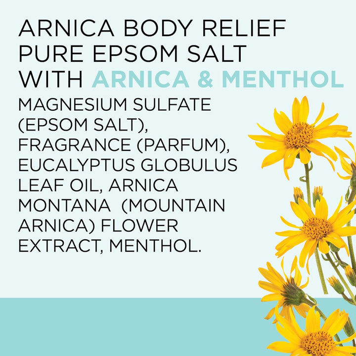Epsom Salt Magnesium Soak, Arnica Body Relief with Arnica, Menthol & Essential Oils, 3 Lbs