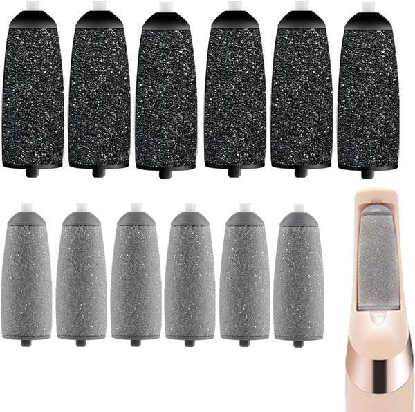 12 Pack Replacement Roller for Flawless Pedi, Replacement Head Refills Compatible with Finish Touch Flawless Pedi Electronic Tool File,6 Extra Coarse & 6 Regular Coarse