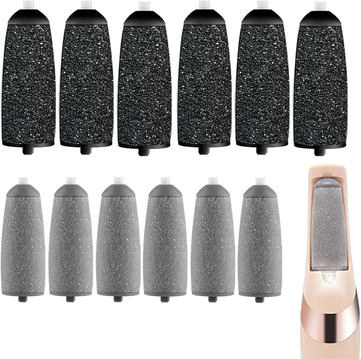 12 Pack Replacement Roller for Flawless Pedi, Replacement Head Refills Compatible with Finish Touch Flawless Pedi Electronic Tool File,6 Extra Coarse & 6 Regular Coarse