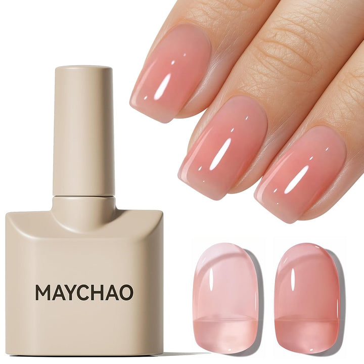 15ML Jelly Sheer Tortoise Gel Nail Polish 1Pc Transparent Hot Cocoa Amber Gel Polish Soak off UV LED Translucent Nail Polish Nail Art Starter Manicure Salon DIY at Home, 0.5 OZ