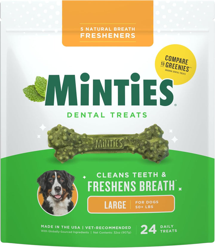 Dental Chews for Dogs, 40 Count, Vet-Recommended Mint-Flavored Treats for Tiny/Small Dogs 5-24 Lbs, Dental Bones Clean Teeth, Fight Bad Breath, and Removes Plaque and Tartar